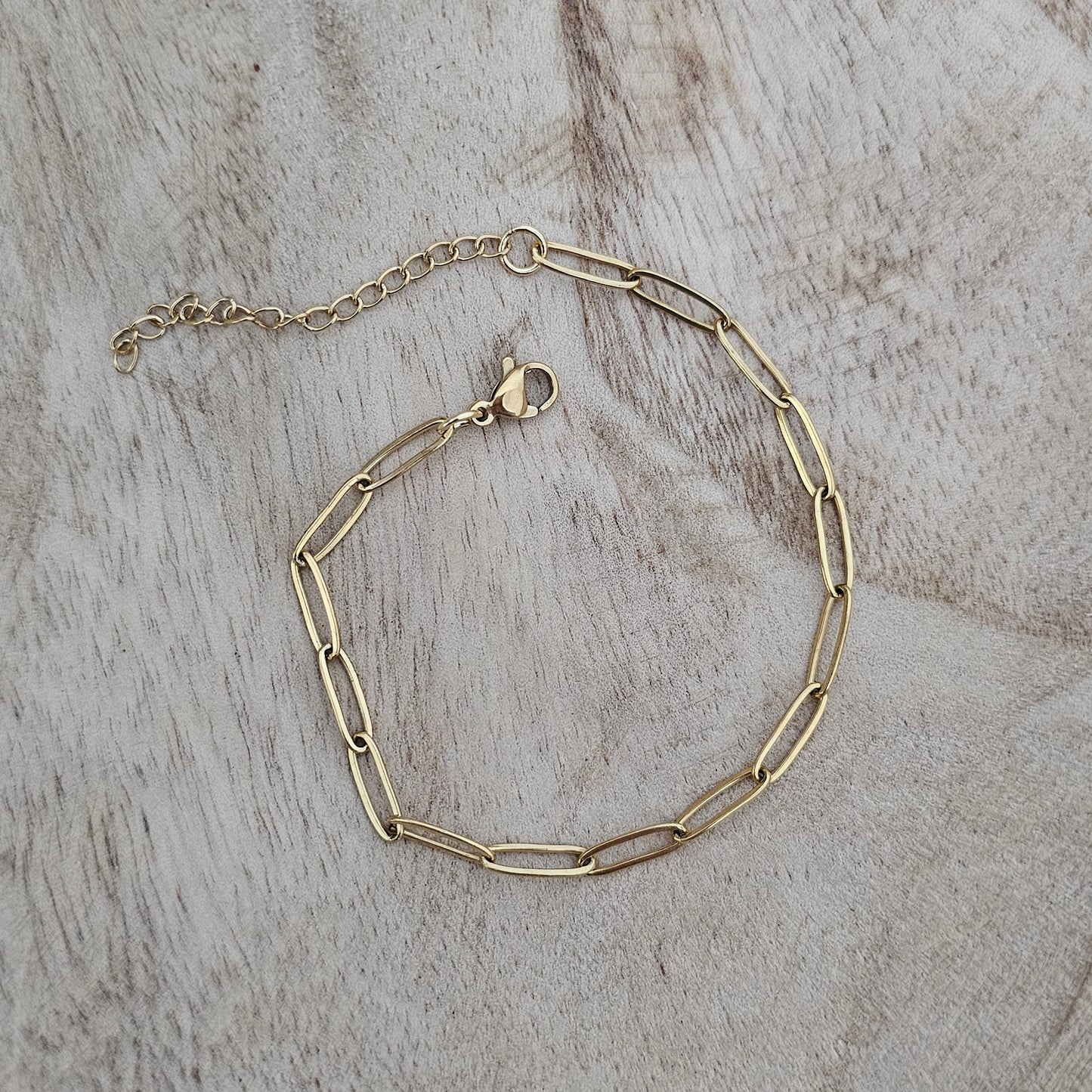 Custom Charm Bracelet Gold Paperclip Chain Above