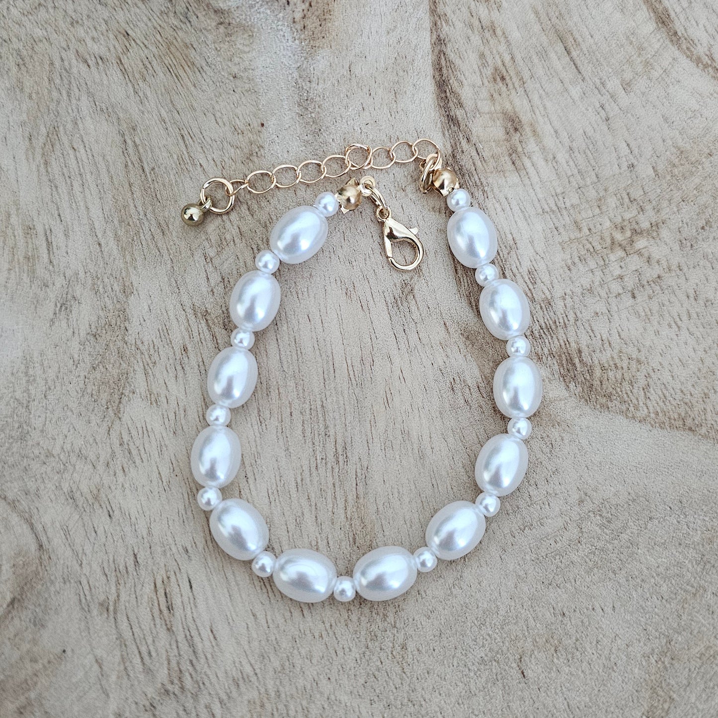 Custom Charm Bracelet Gold Pearl Chain