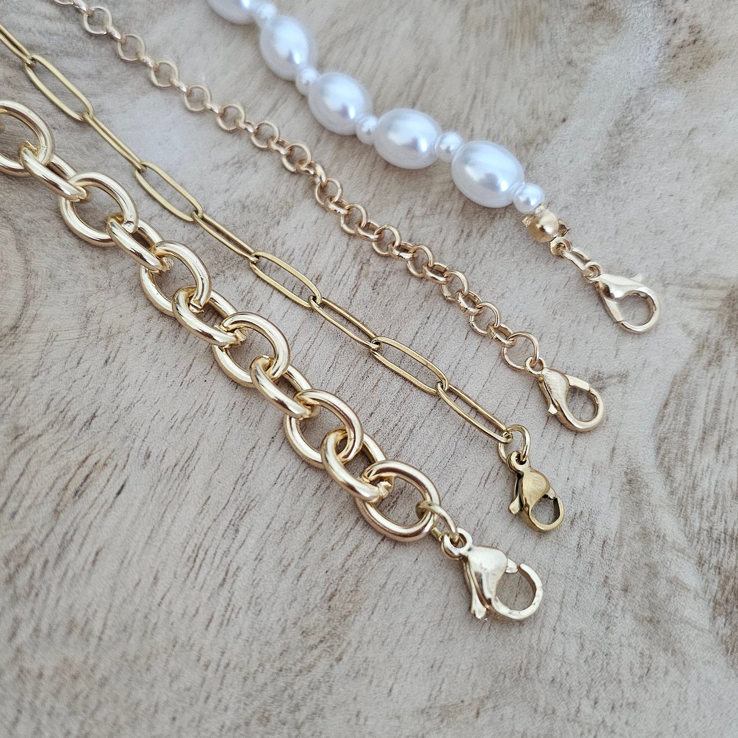 Custom Charm Bracelets Mixed Chains Closeup