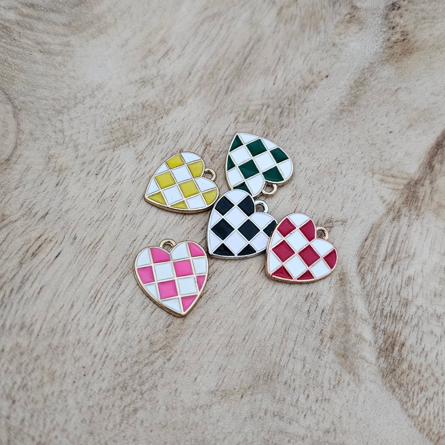 Custom Charm Checkered Heart Mix Custom Charm Necklace