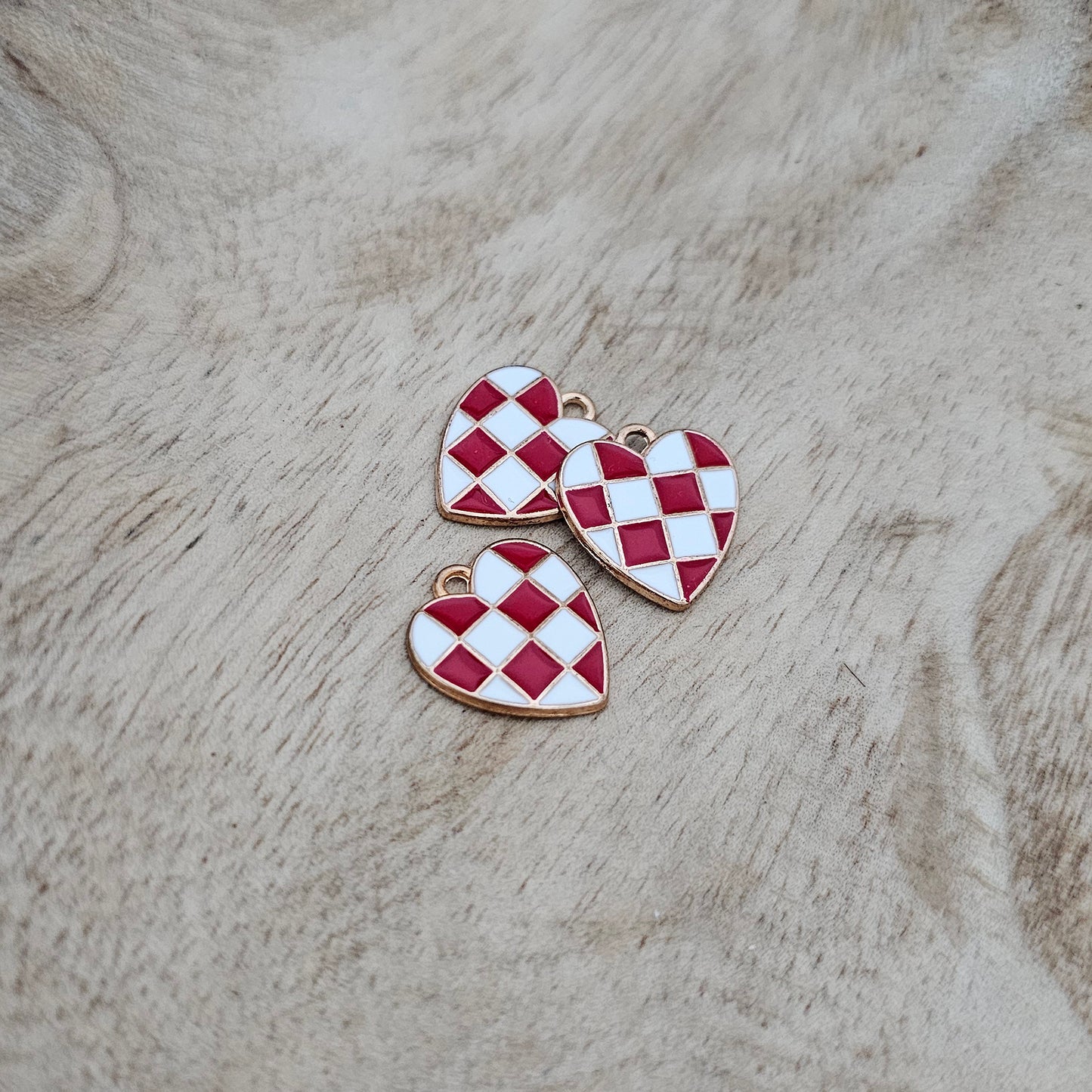 Custom Charm Checkered Heart Red Custom Charm Necklace