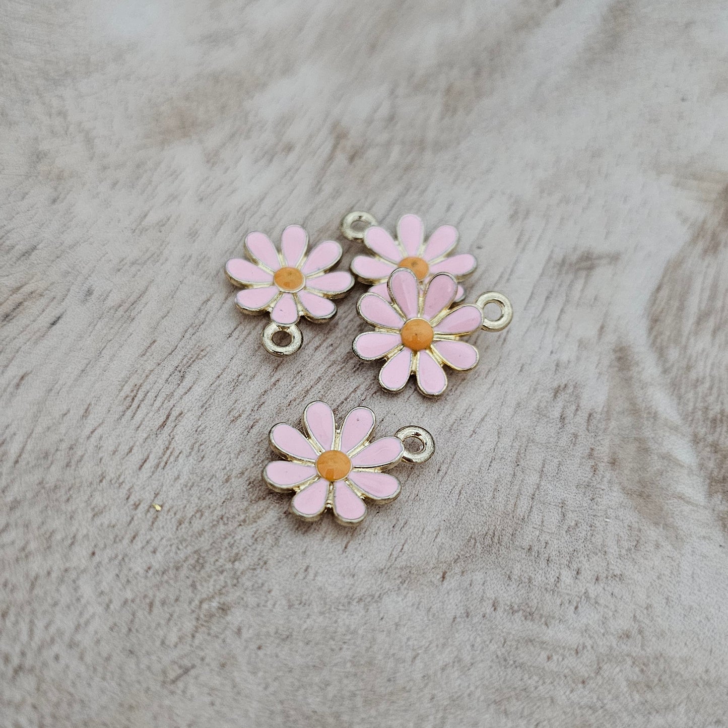 Custom Charm Daisy Flower Pink Custom Charm Necklace