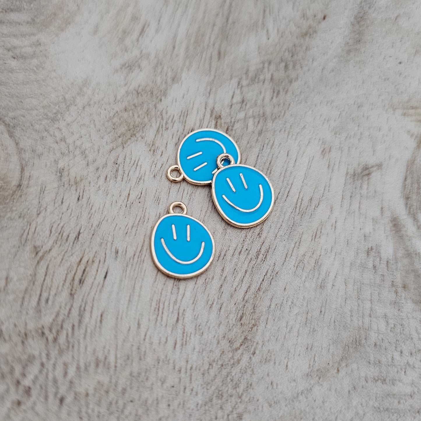Custom Charm Imperfect Smiley Face Blue Custom Charm Necklace