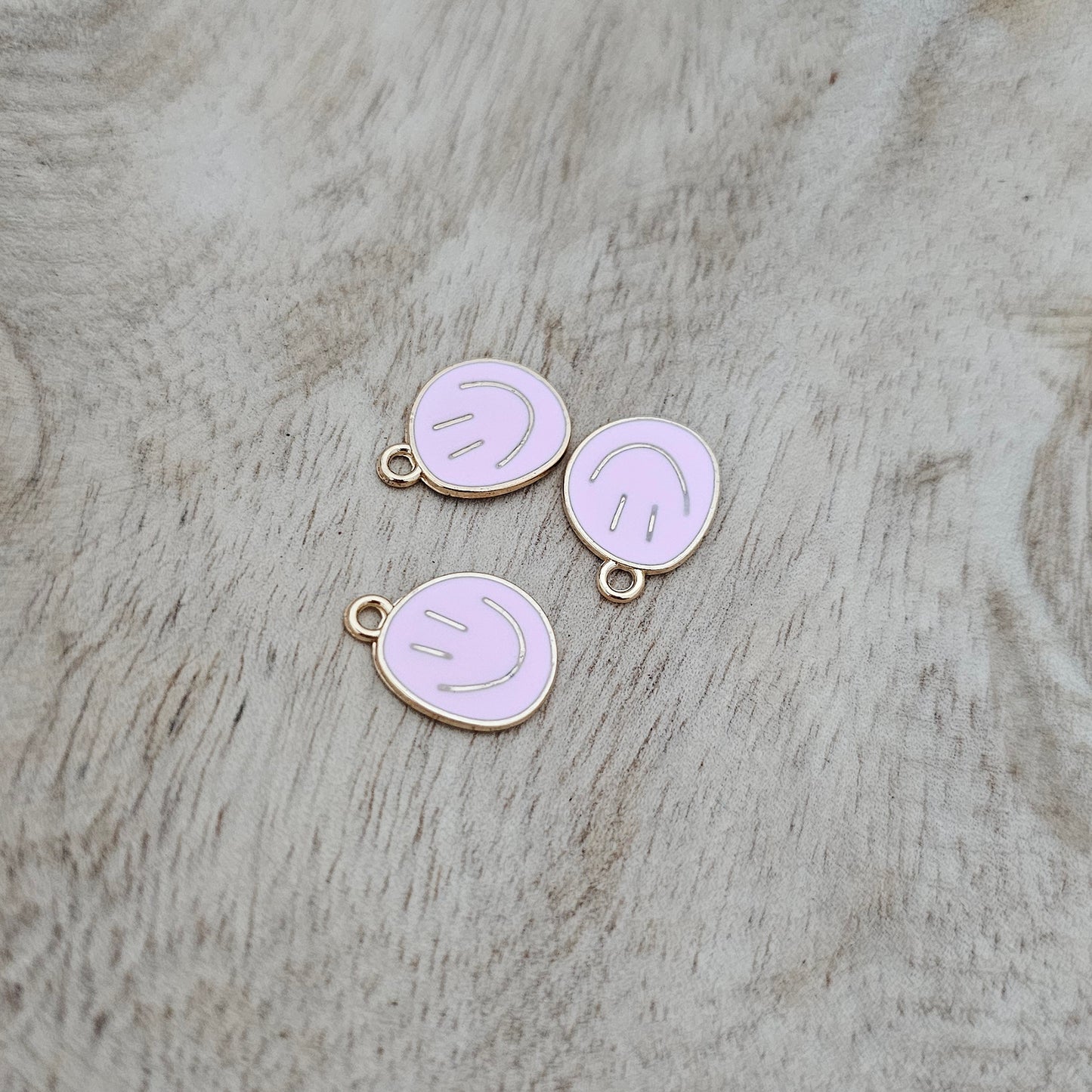 Custom Charm Imperfect Smiley Face Light Pink Custom Charm Necklace