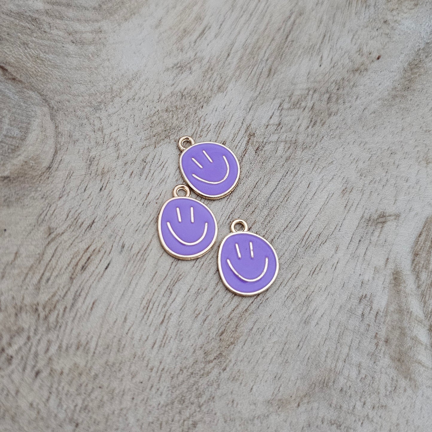Custom Charm Imperfect Smiley Face Purple Custom Charm Necklace