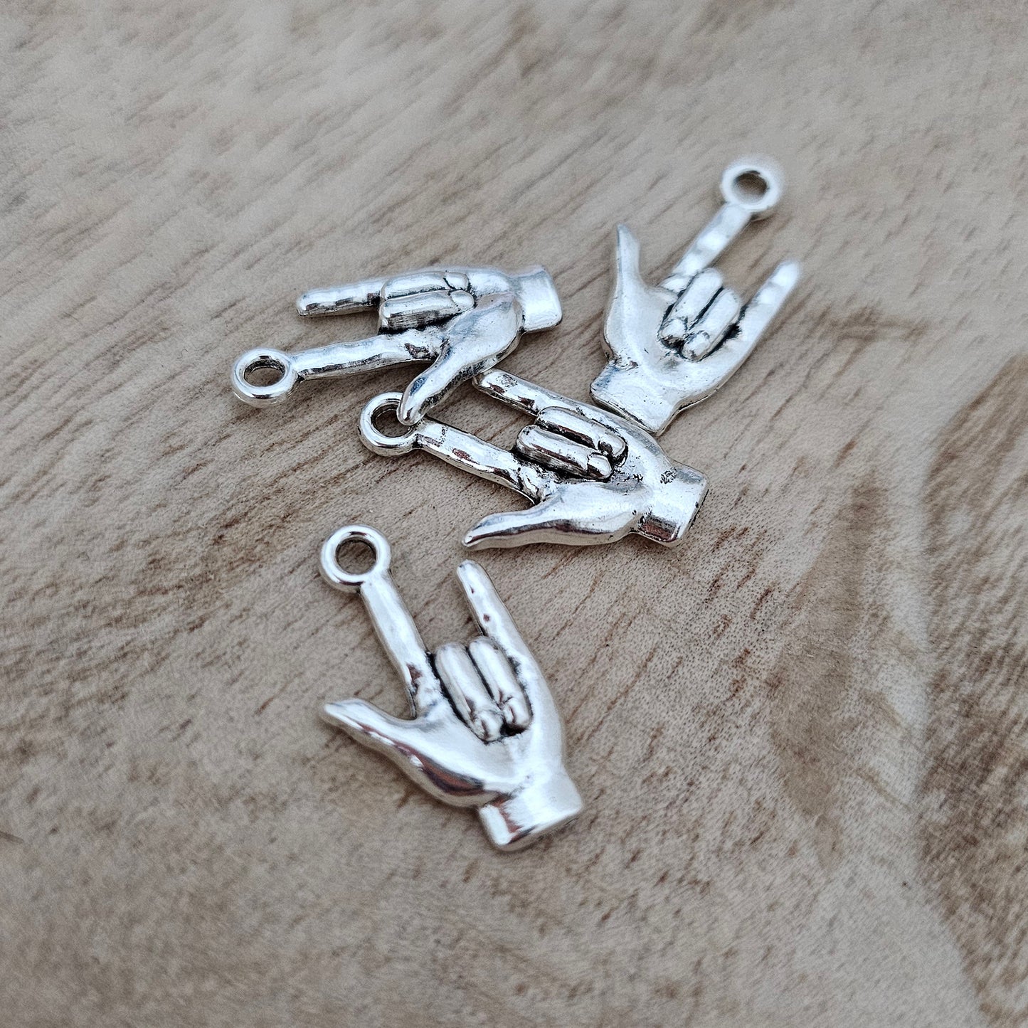 Custom Charm Silver I Love You Sign Language Charm ASL Custom Charm Necklace