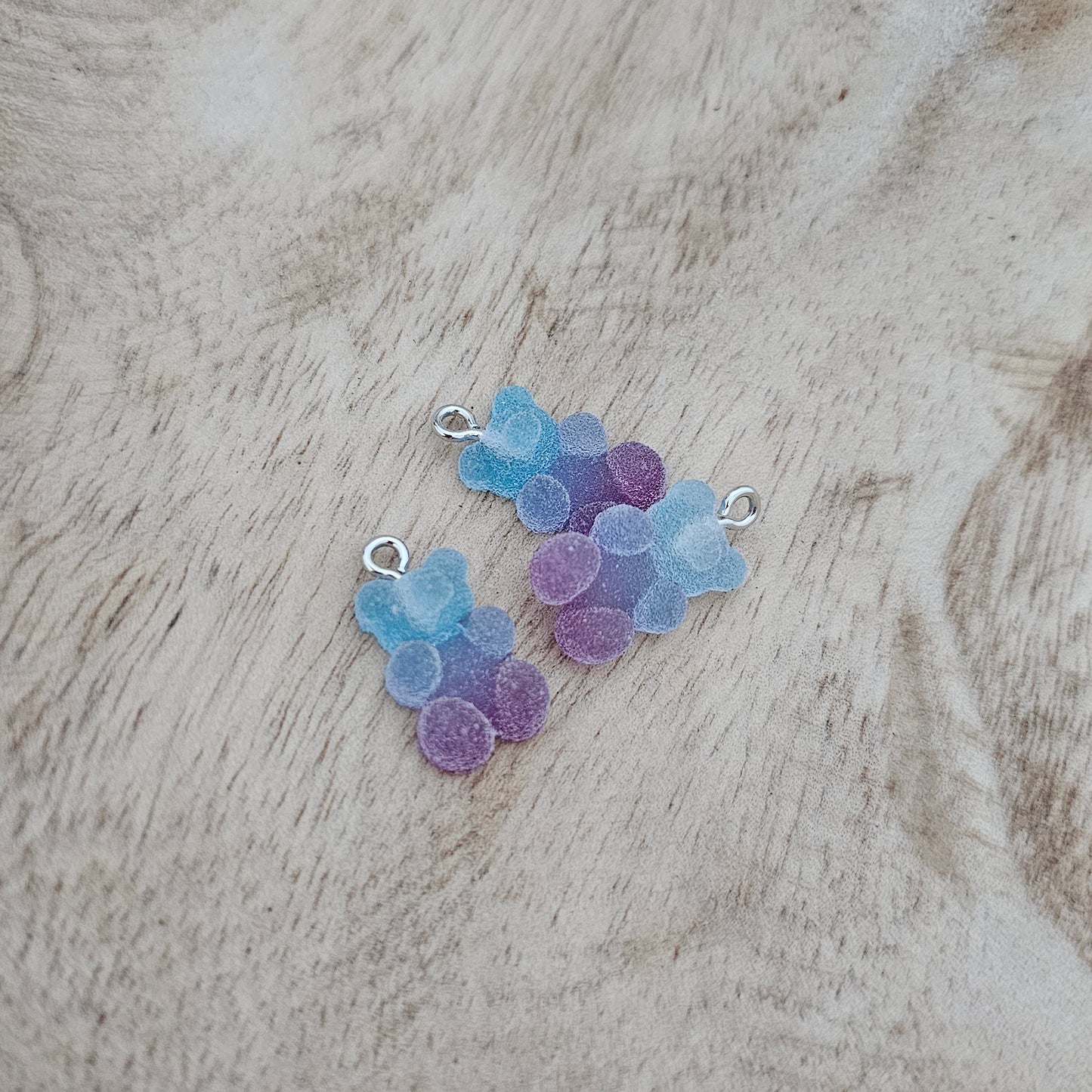 Custom Charm Sugar Coated Gummy Bear Purple Blue Custom Charm Necklace