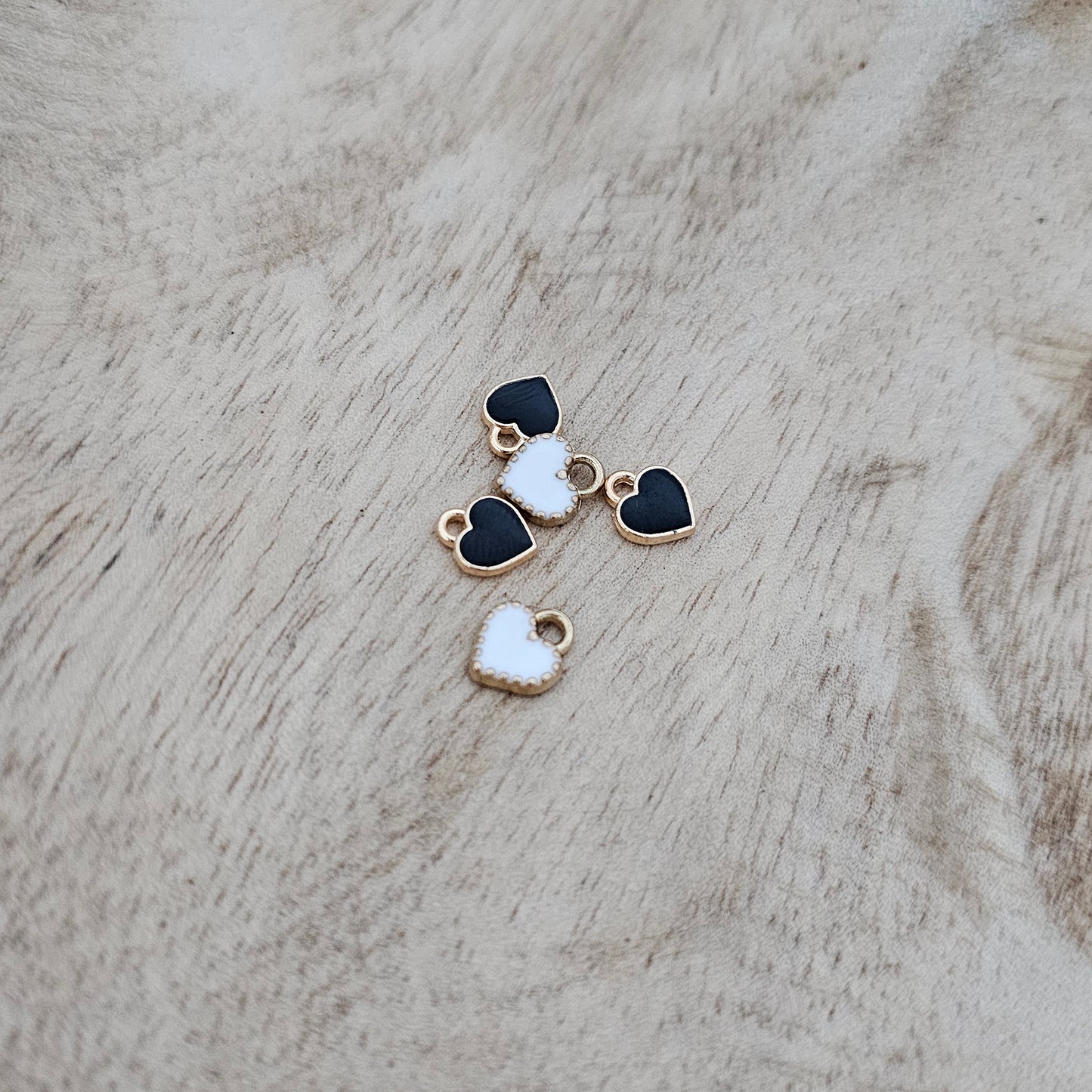 Custom Charms Mini Heart Black White Custom Charm Necklace
