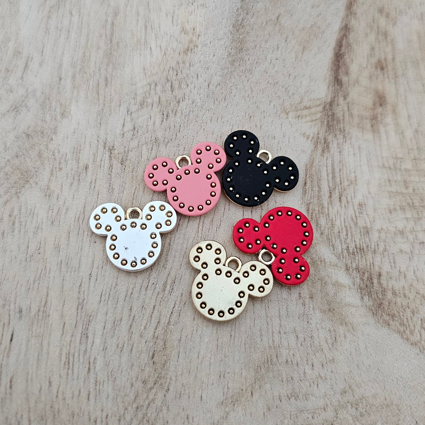 Mickey or Minnie Charm in Pink Black Red Silver Gold Custom Charm Necklace