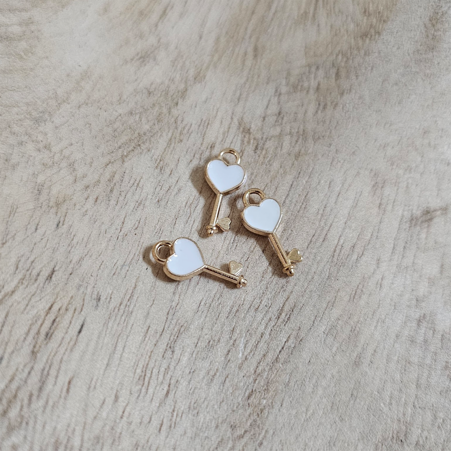 White Heart Gold Key Gold Charm Custom Charm Necklace