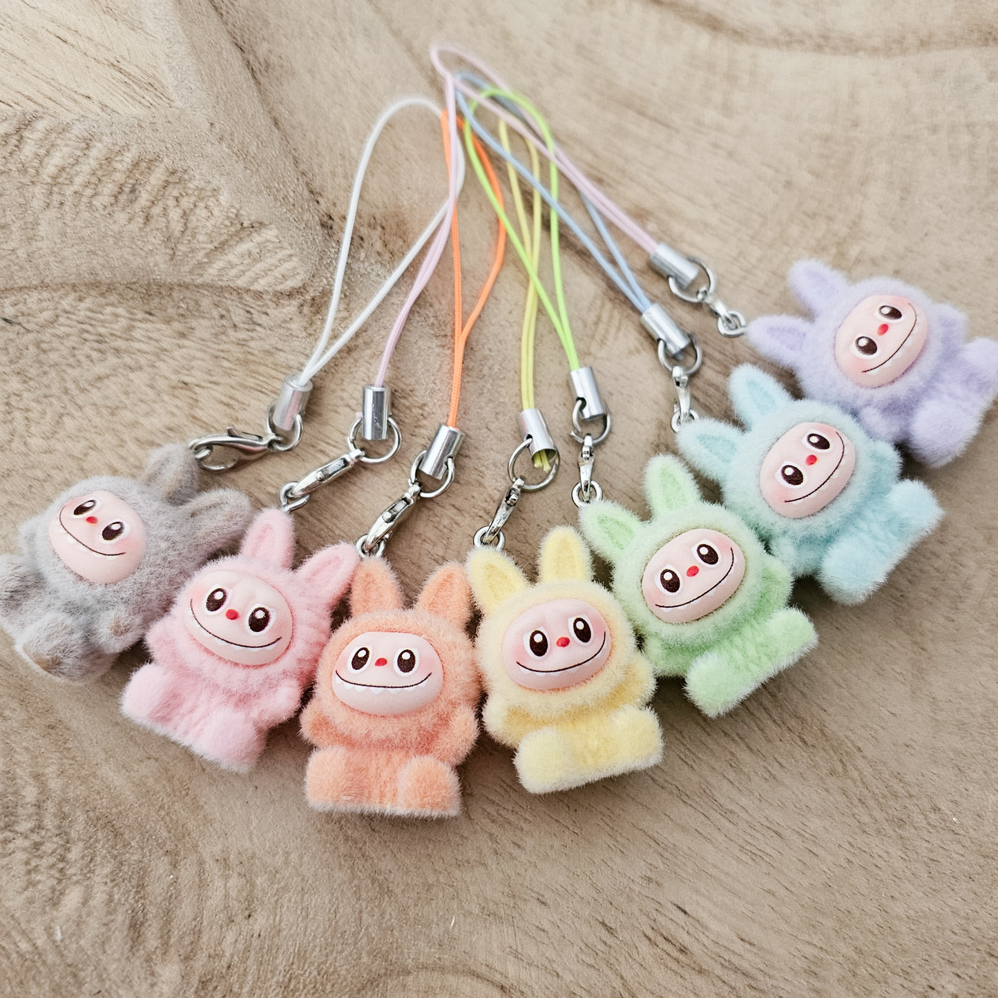 Fuzzy Labubu Keychain – Pastel Plush Bag Charm for Tween & Teen Girls | Kawaii Accessories, Cute Gift, Stocking Stuffer
