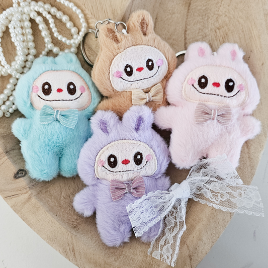 Plush Labubu Keychain – Pastel Plush Bag Charm for Tween & Teen Girls | Kawaii Accessories, Cute Gift, Stocking Stuffer