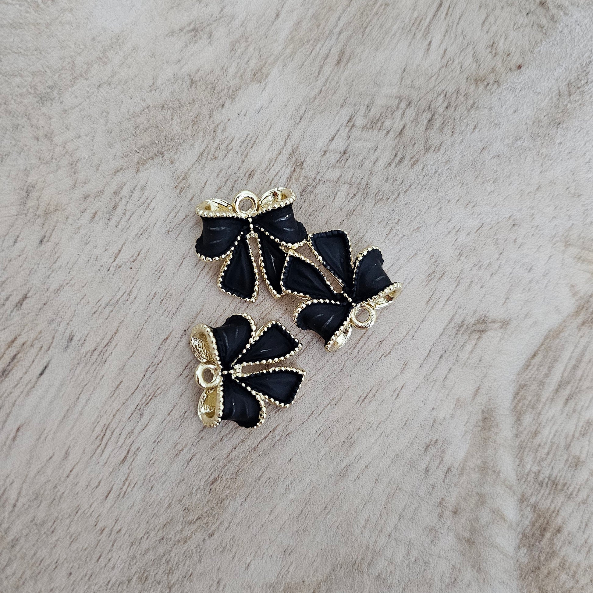 Black Bow Charm Custom Charm Necklace