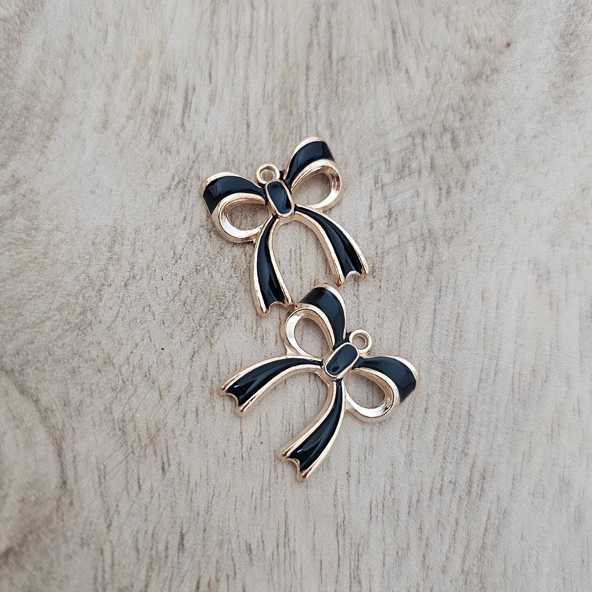 Black Ribbon Bow Charm Custom Charm Necklace