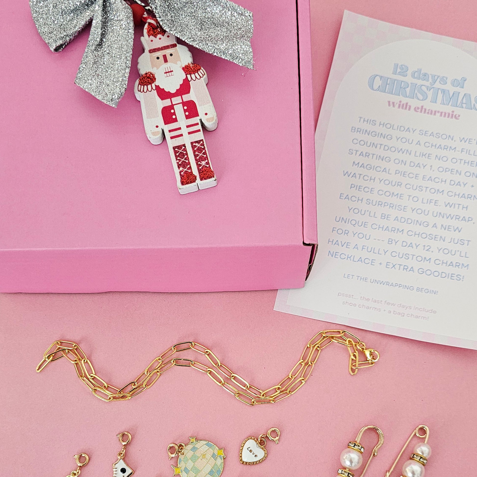 Countdown Christmas Box Package Twelve Days Custom Charm Necklace