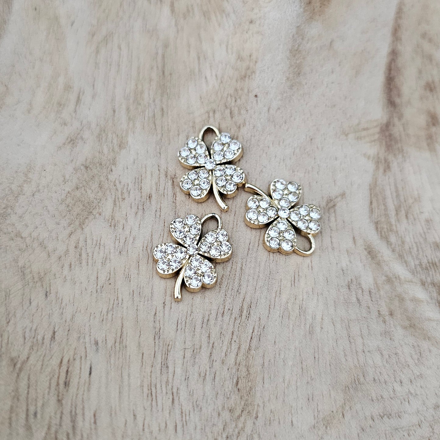Crystal Clover Gold Charm Custom Charm Necklace