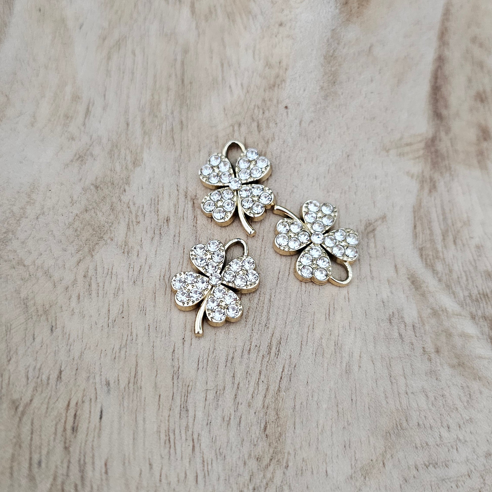 Crystal Clover Gold Charm Custom Charm Necklace