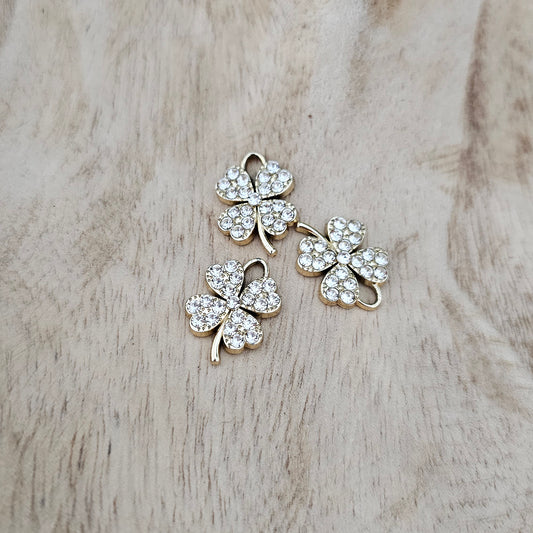 Crystal Clover Gold Charm Custom Charm Necklace