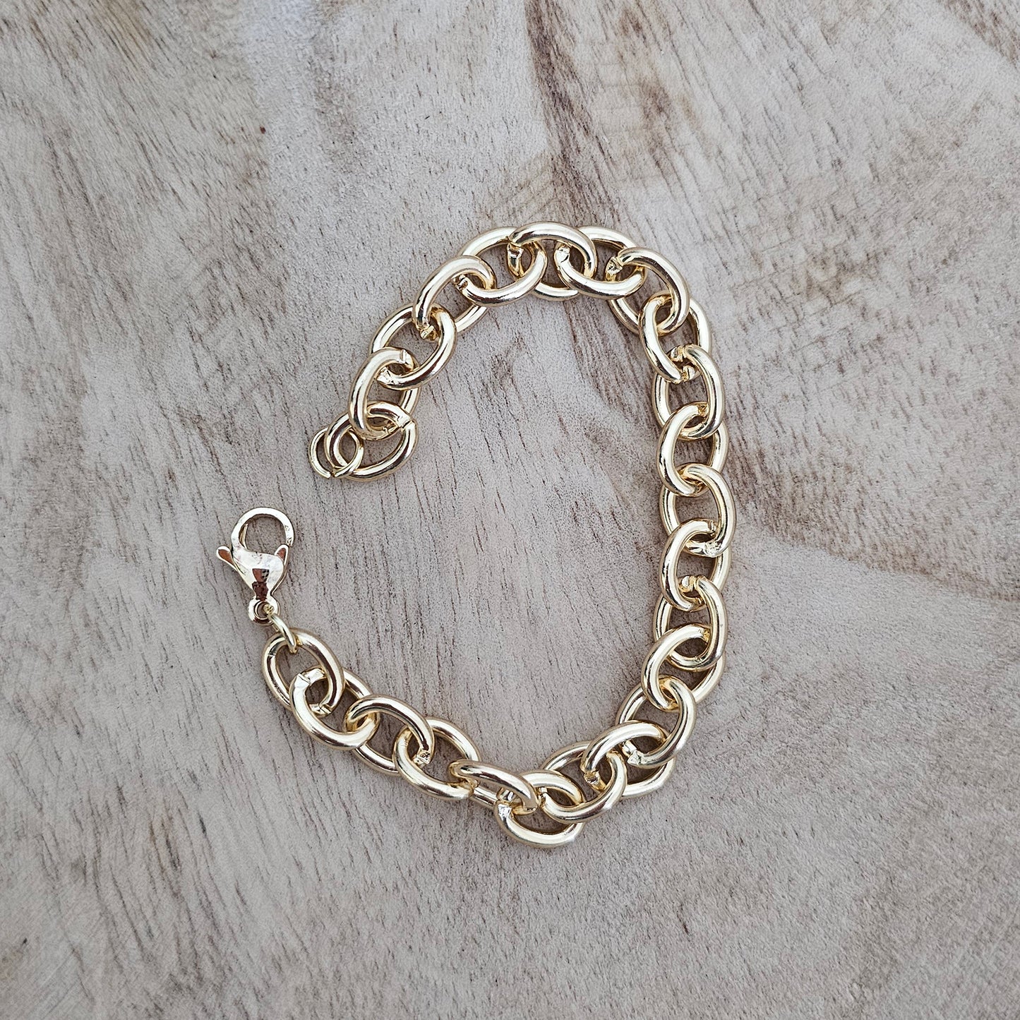 Custom Charm Bracelet Gold Chunky Link Above