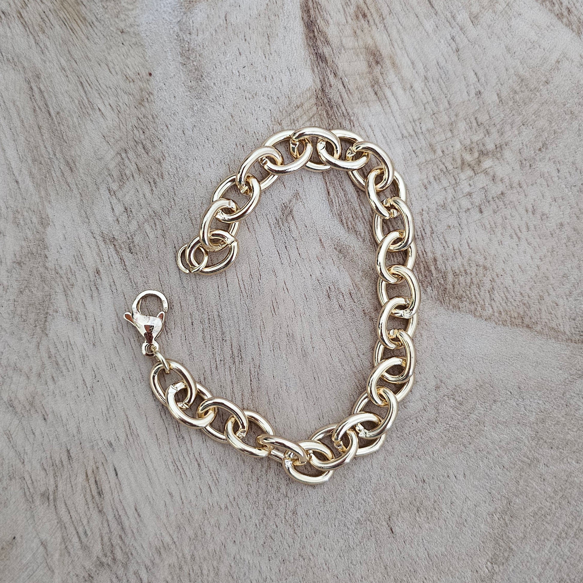 Custom Charm Bracelet Gold Chunky Link Above