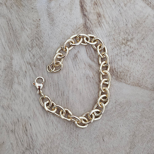Custom Charm Bracelet Gold Chunky Link Above