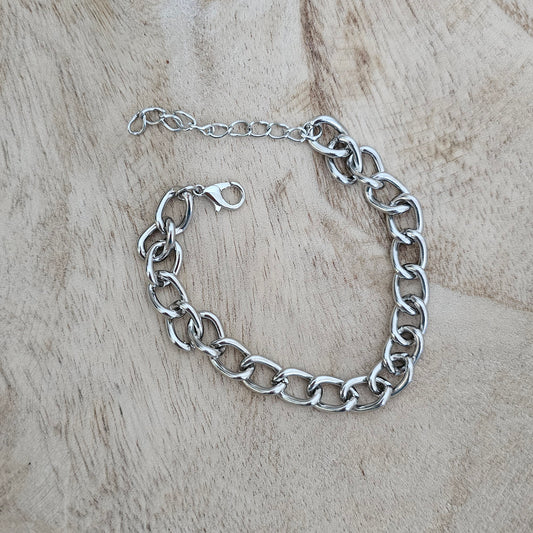 Custom Charm Bracelet Silver Chunky Link Above