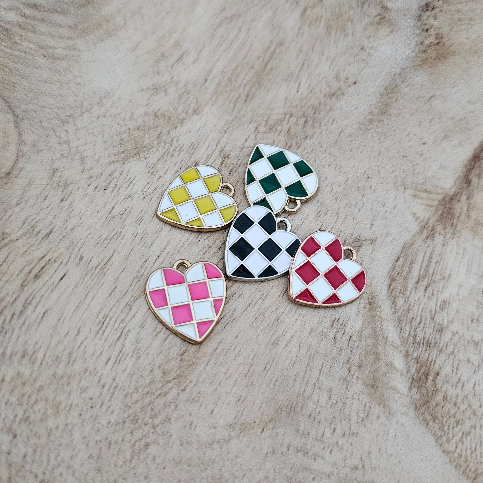Custom Charm Checkered Heart Mix Custom Charm Necklace