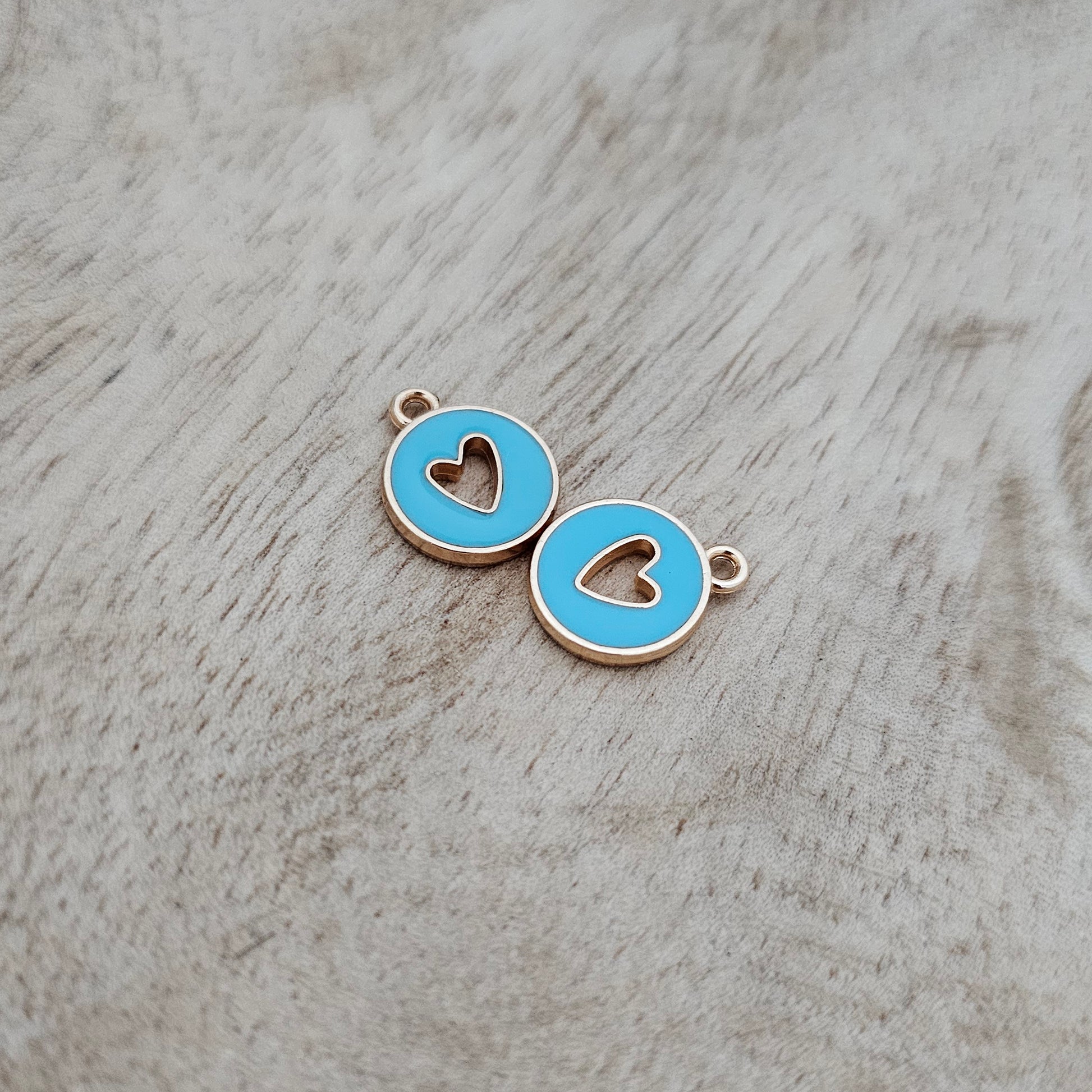 Custom Charm Cut Out Heart Blue Custom Charm Necklace