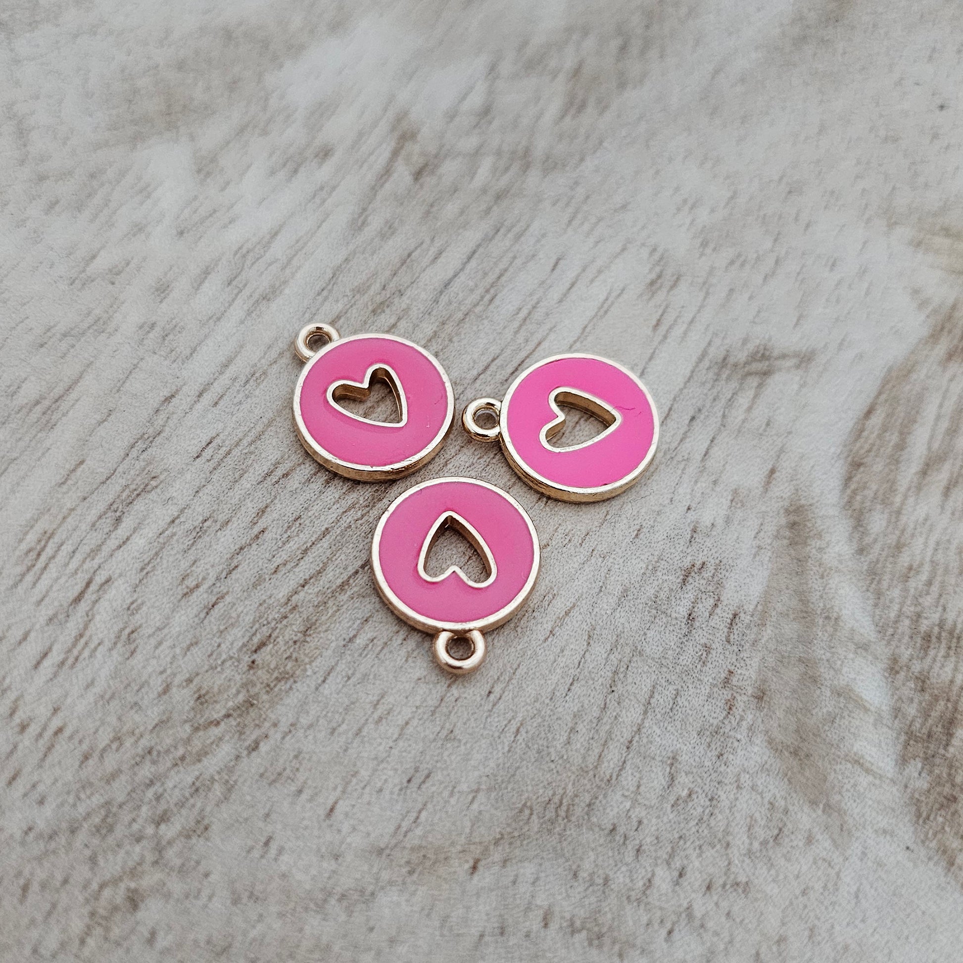 Custom Charm Cut Out Heart Pink Custom Charm Necklace