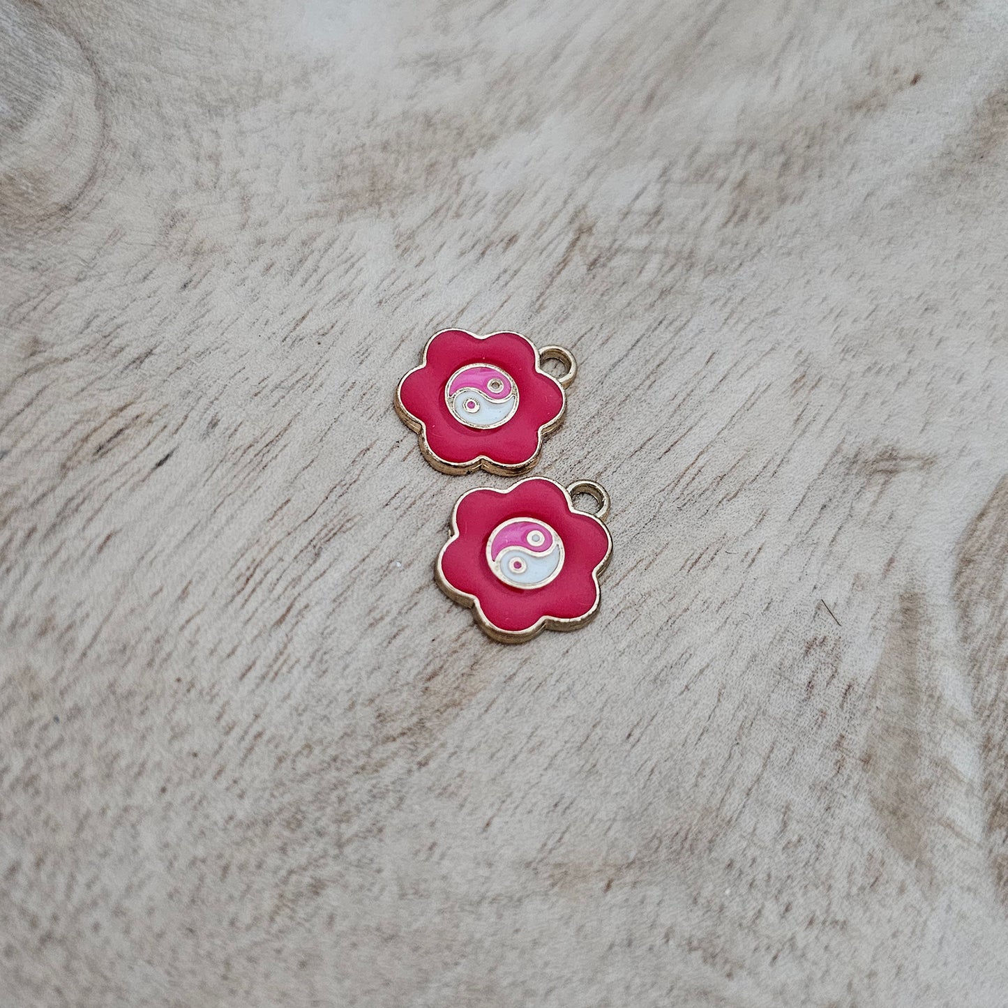 Custom Charm Flower Ying Yang Red Custom Charm Necklace