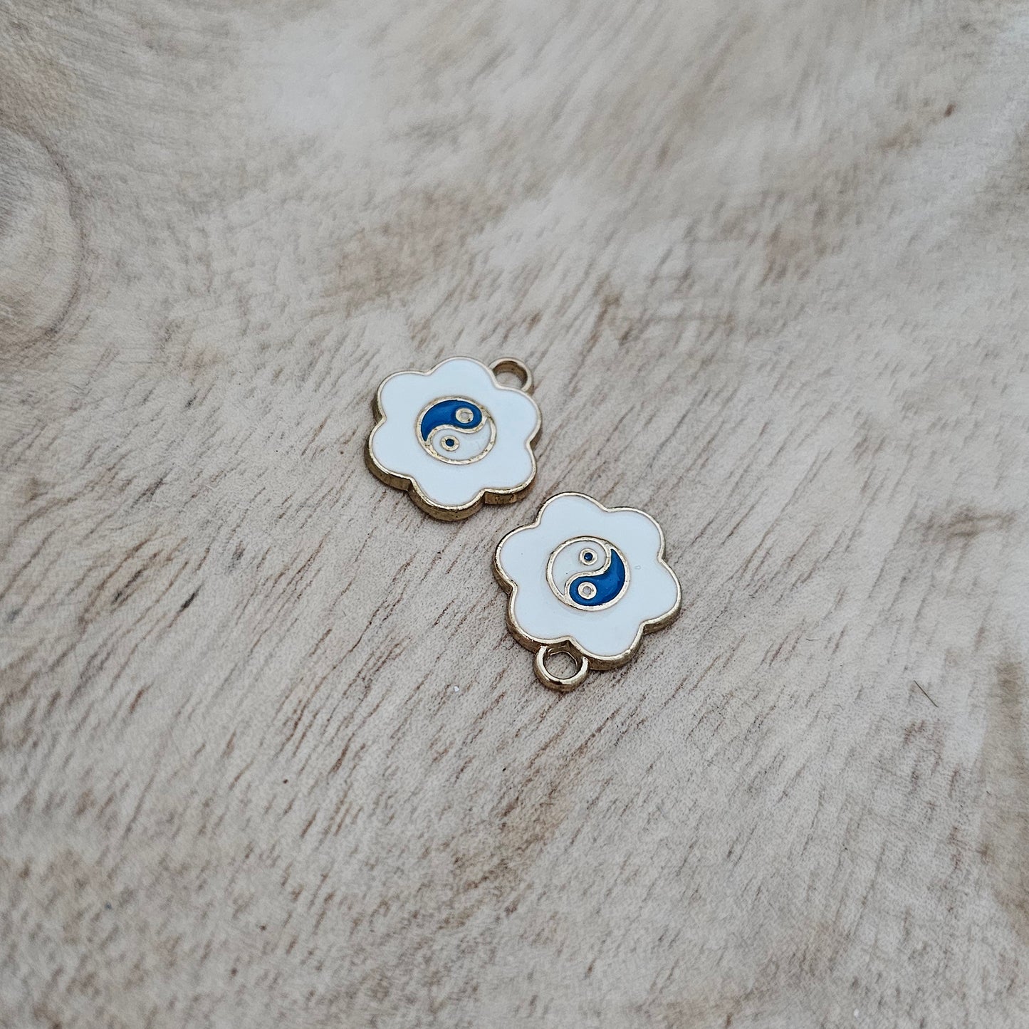 Custom Charm Flower Ying Yang White Custom Charm Necklace