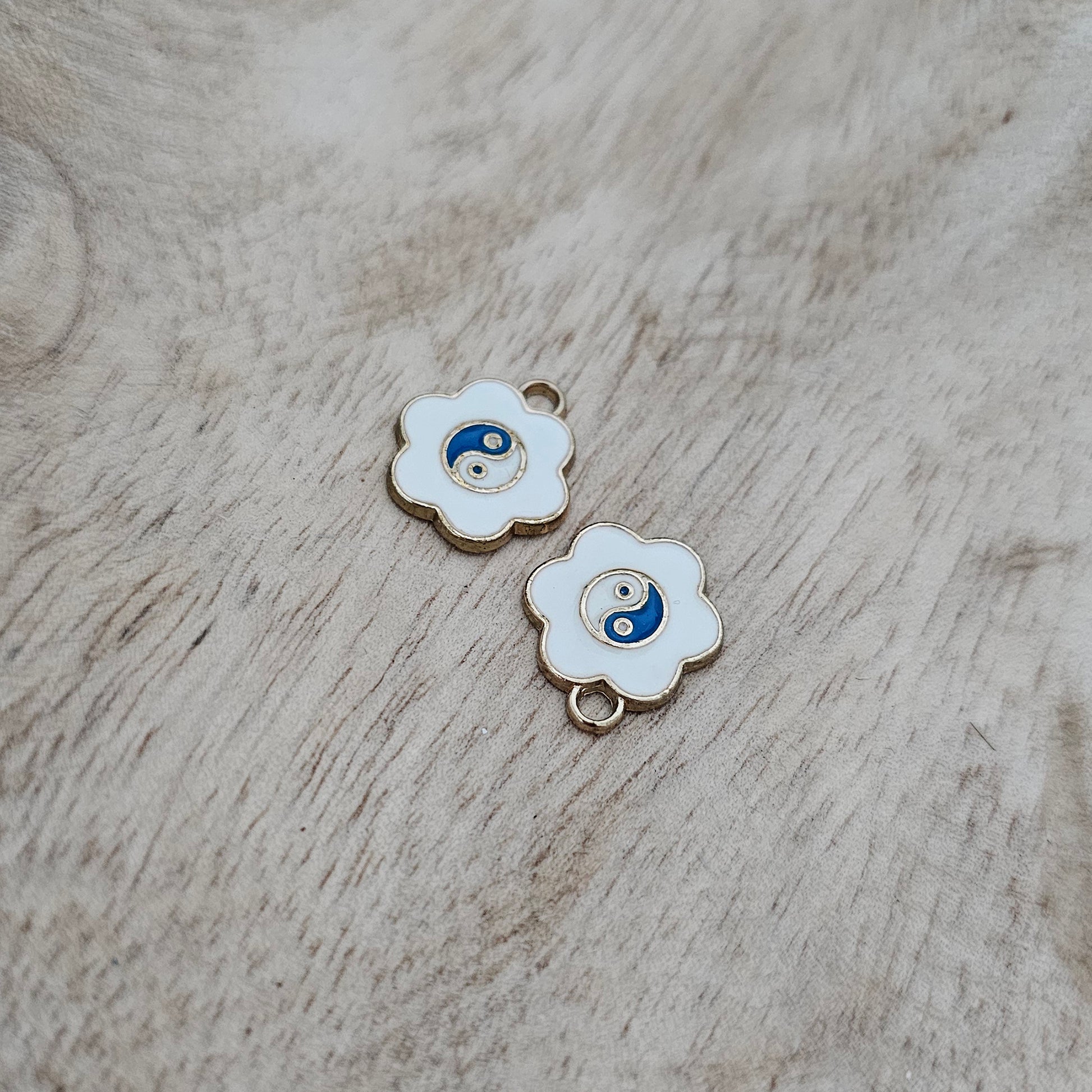 Custom Charm Flower Ying Yang White Custom Charm Necklace