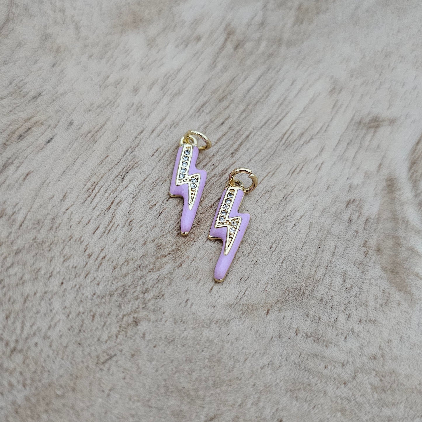 Custom Charm Gem Lightening Bolt Purple Custom Charm Necklace