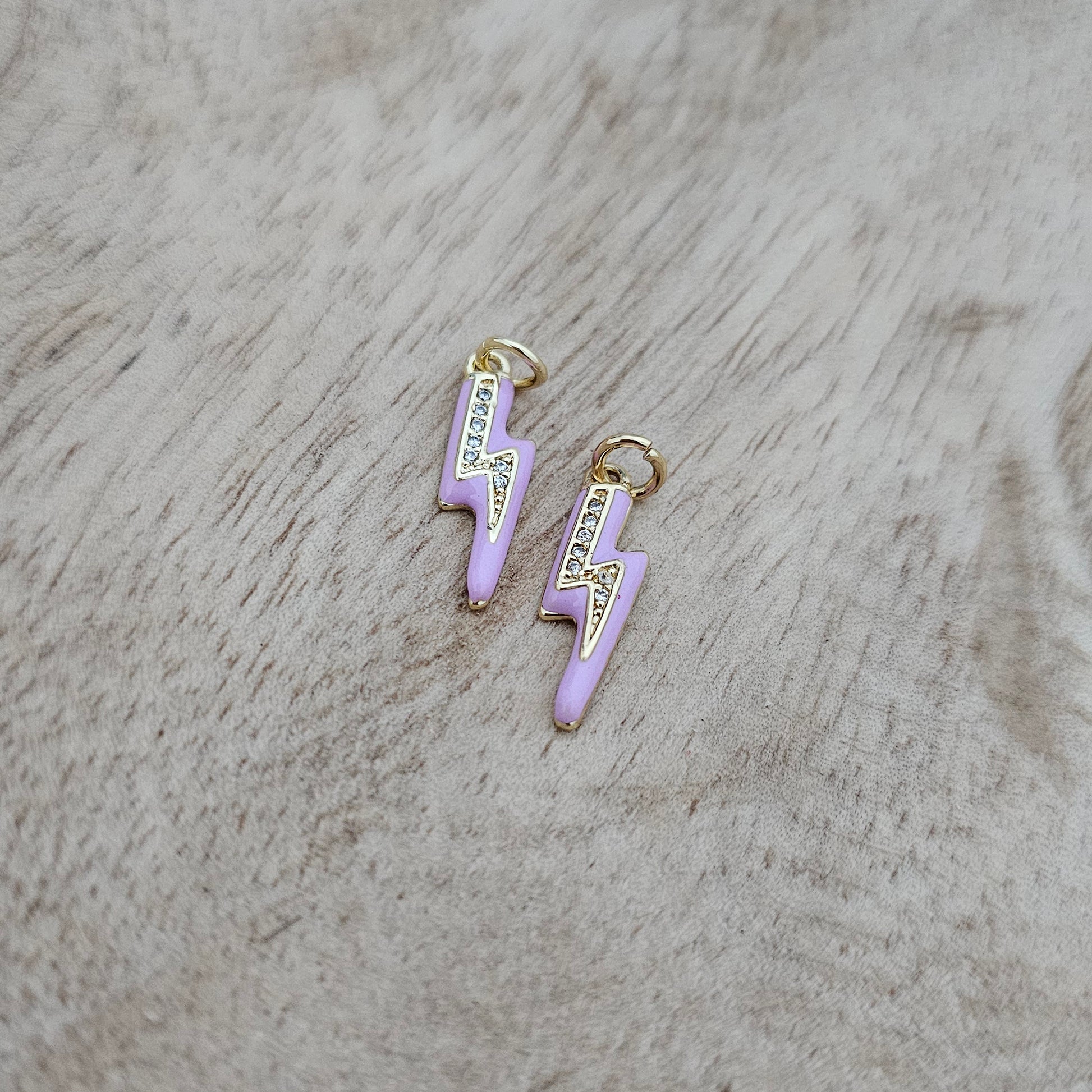 Custom Charm Gem Lightening Bolt Purple Custom Charm Necklace