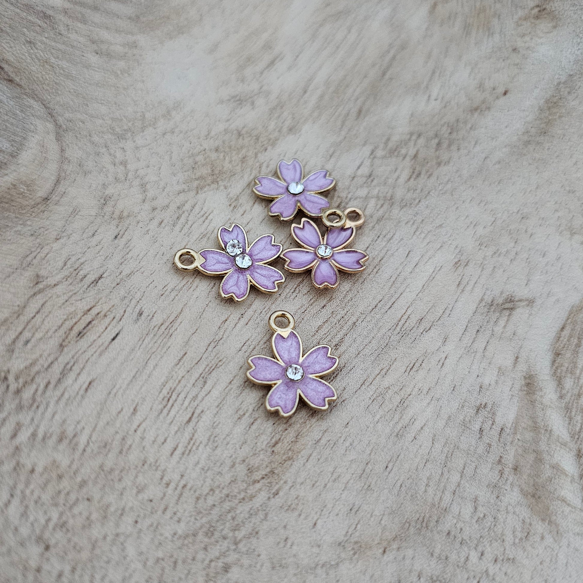 Custom Charm Heart Petal Flower Purple Custom Charm Necklace