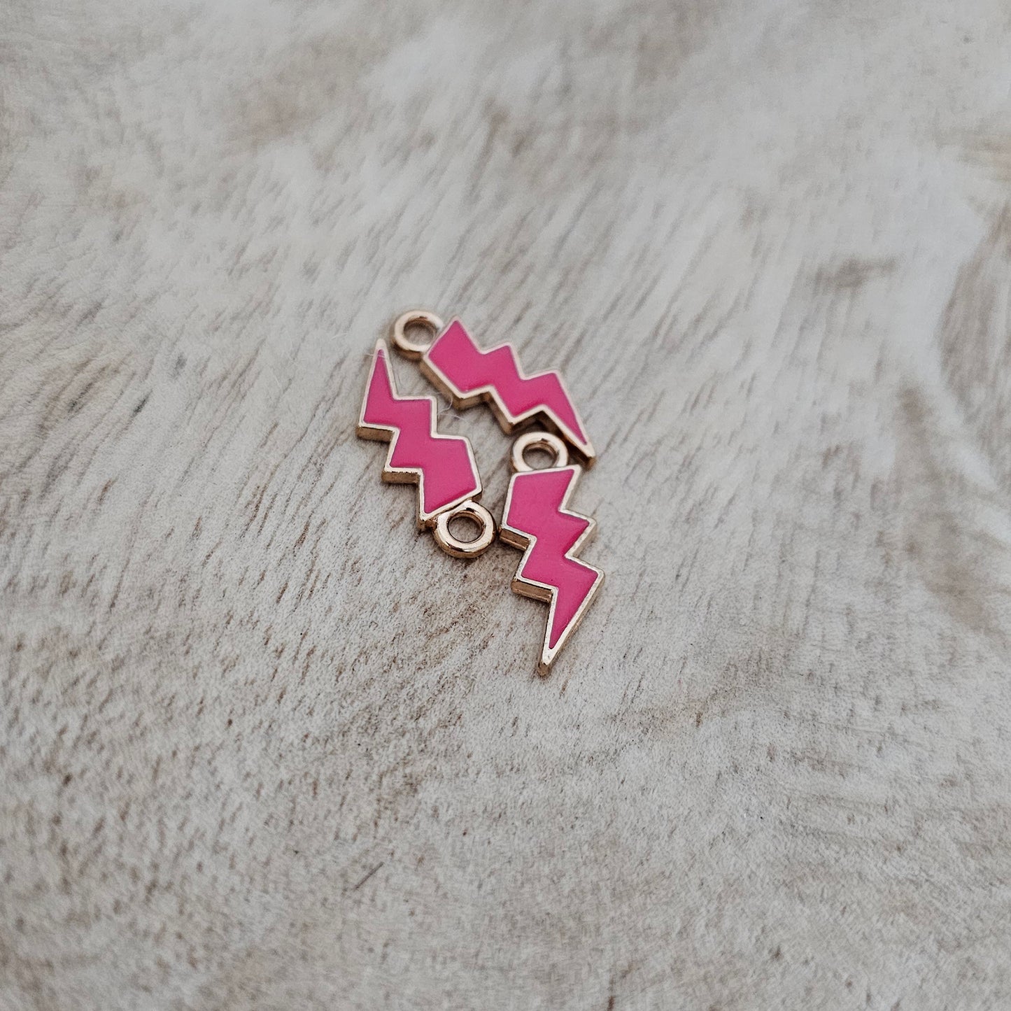 Custom Charm Lightening Bolt Hot Pink Custom Charm Necklace
