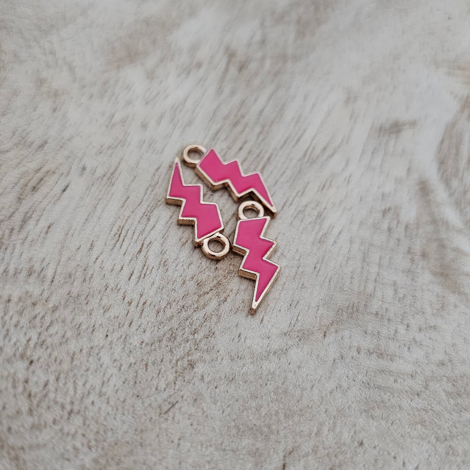 Custom Charm Lightening Bolt Hot Pink Custom Charm Necklace