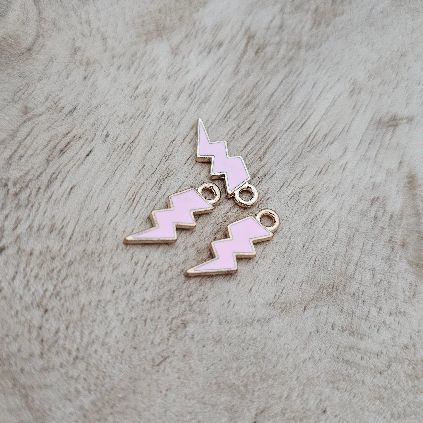 Custom Charm Lightening Bolt Light Pink Custom Charm Necklace