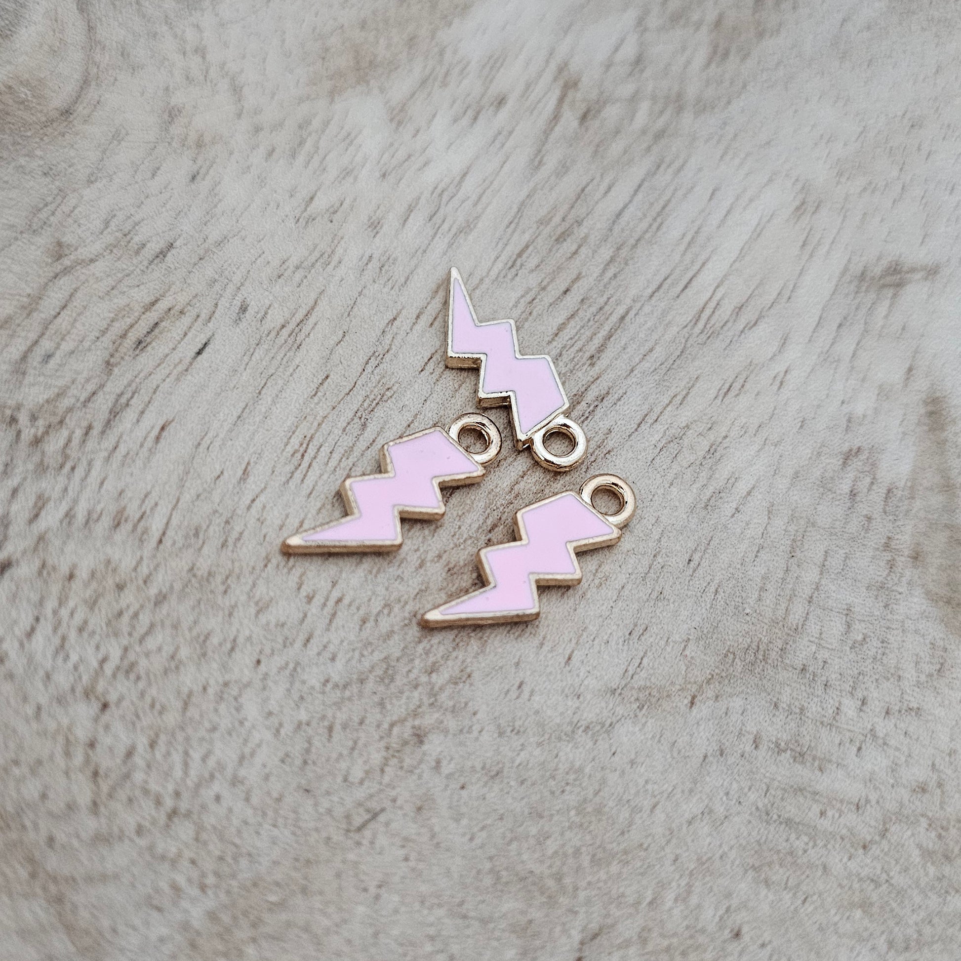 Custom Charm Lightening Bolt Light Pink Custom Charm Necklace