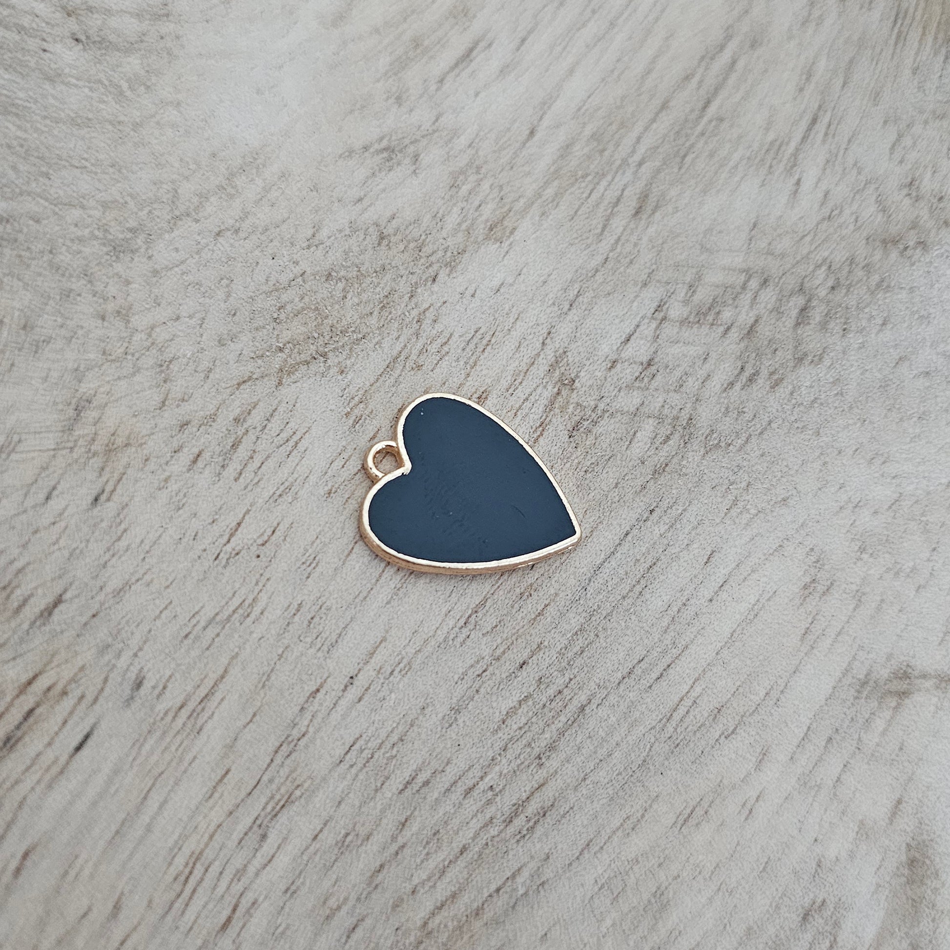 Custom Charm Necklace Black Heart Charm