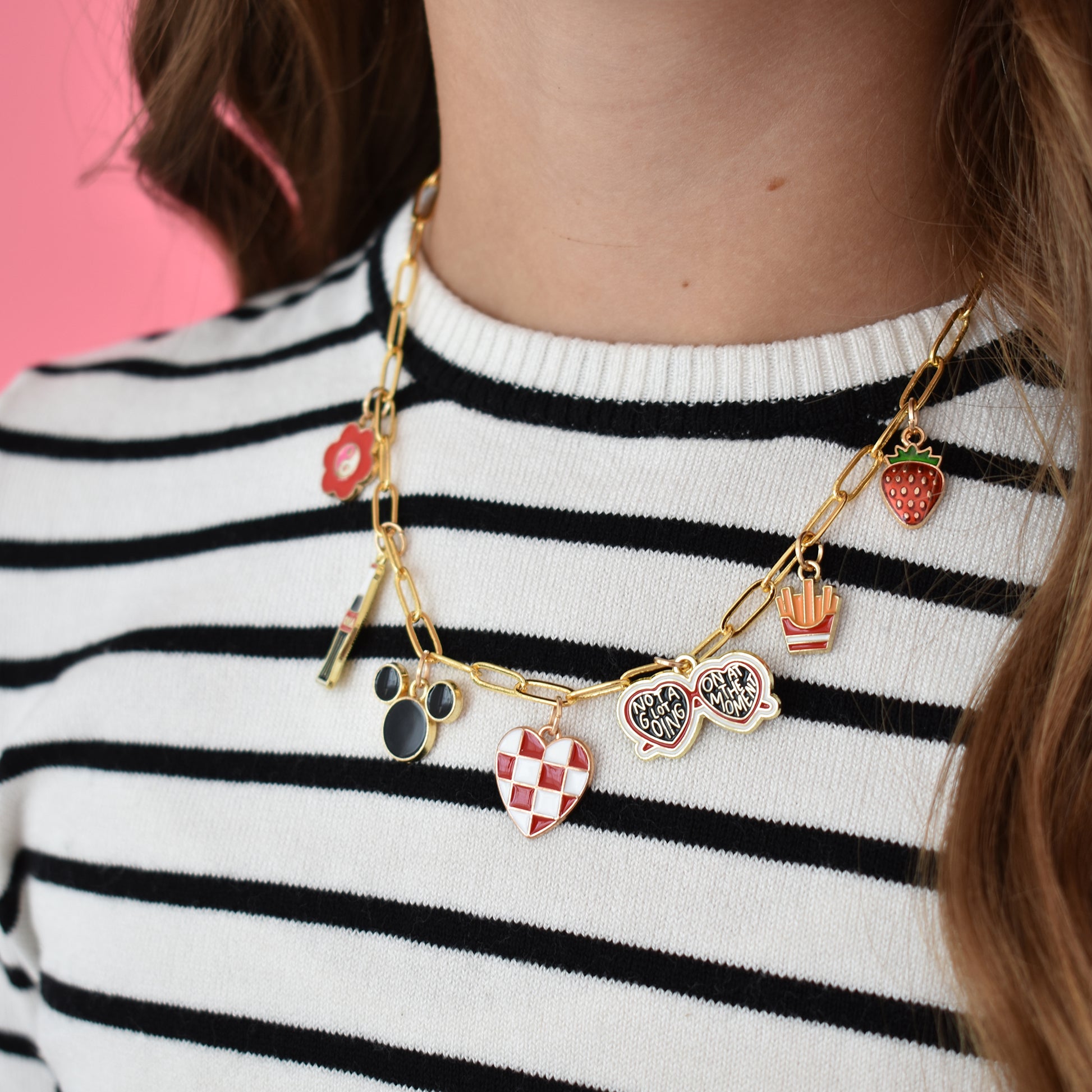 Custom Charm Necklace Gold French Fries