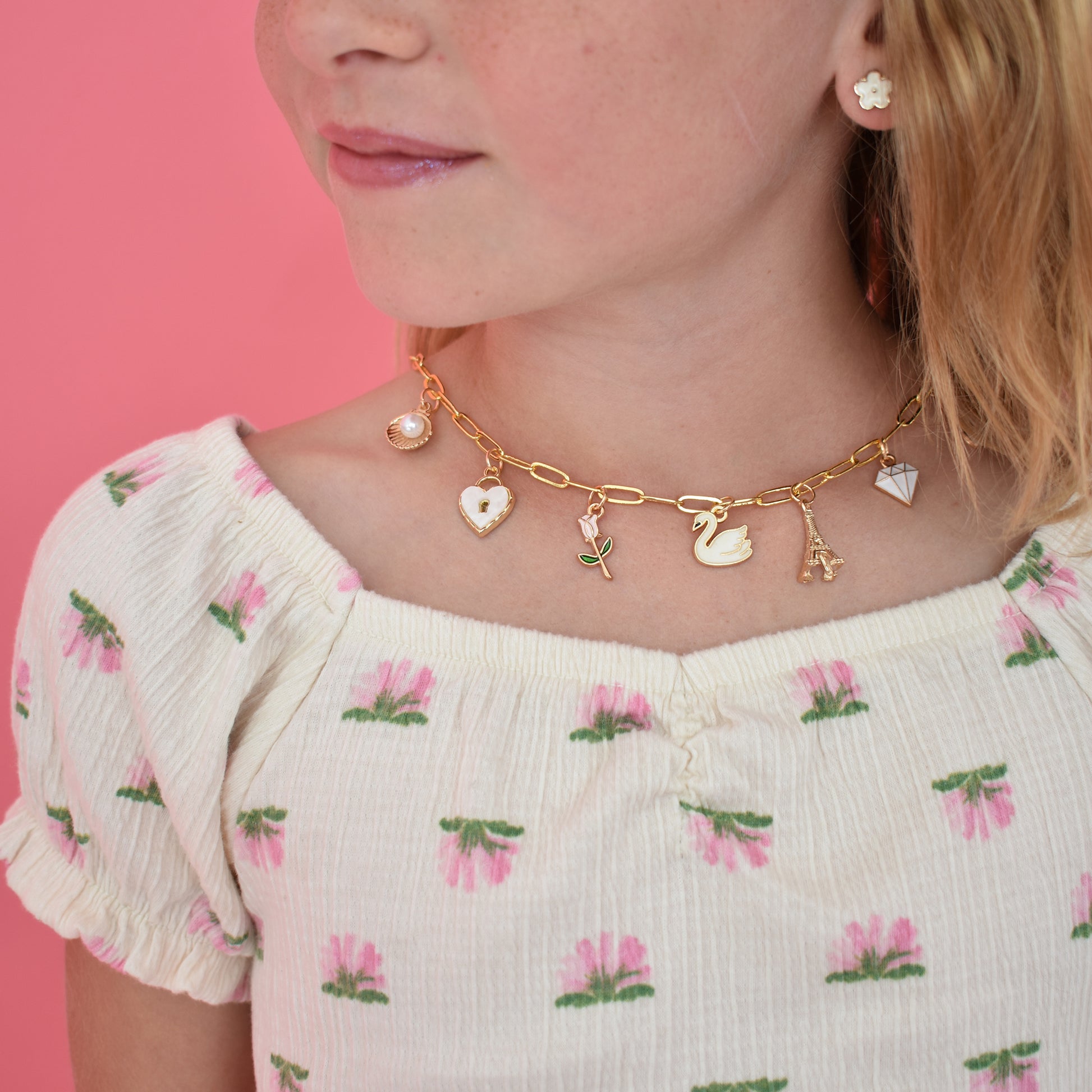 Custom Charm Necklace Gold Seashell Charm