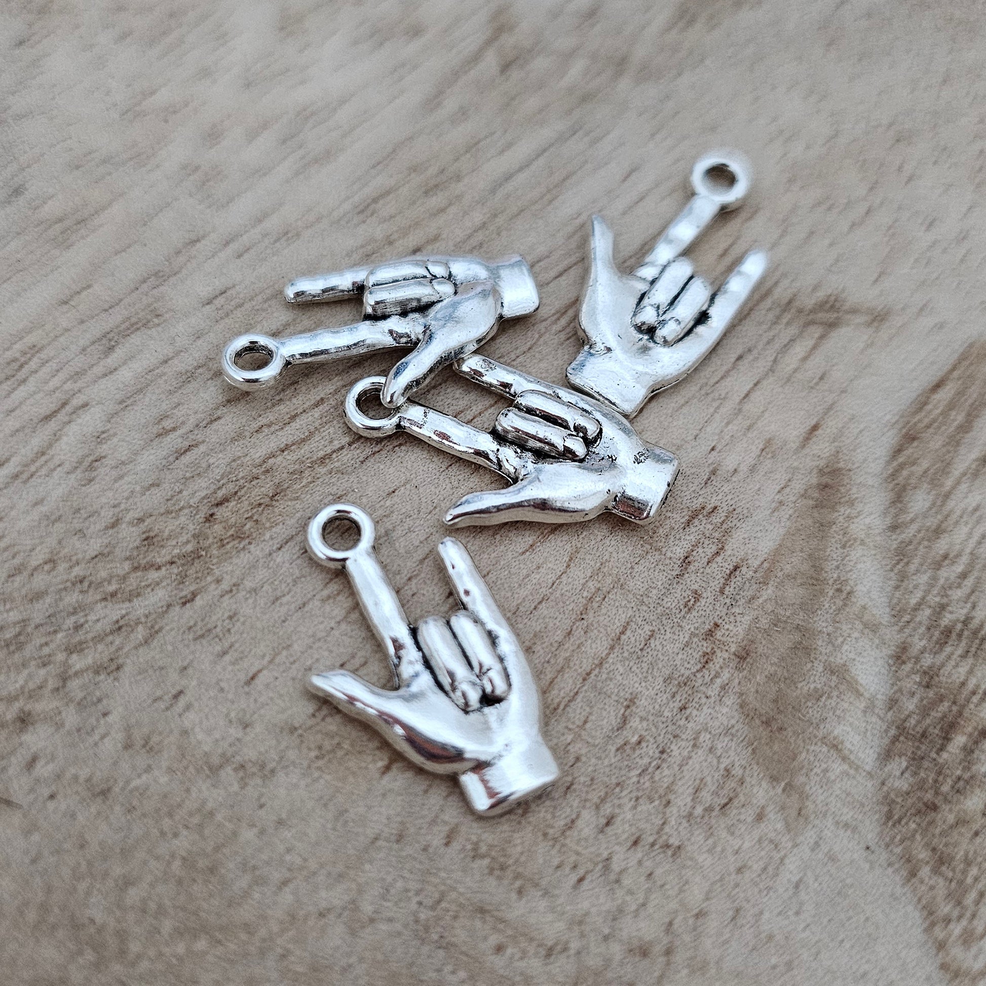 Custom Charm Silver I Love You Sign Language Charm ASL Custom Charm Necklace