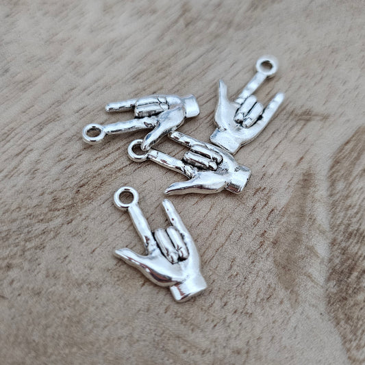 Custom Charm Silver I Love You Sign Language Charm ASL Custom Charm Necklace