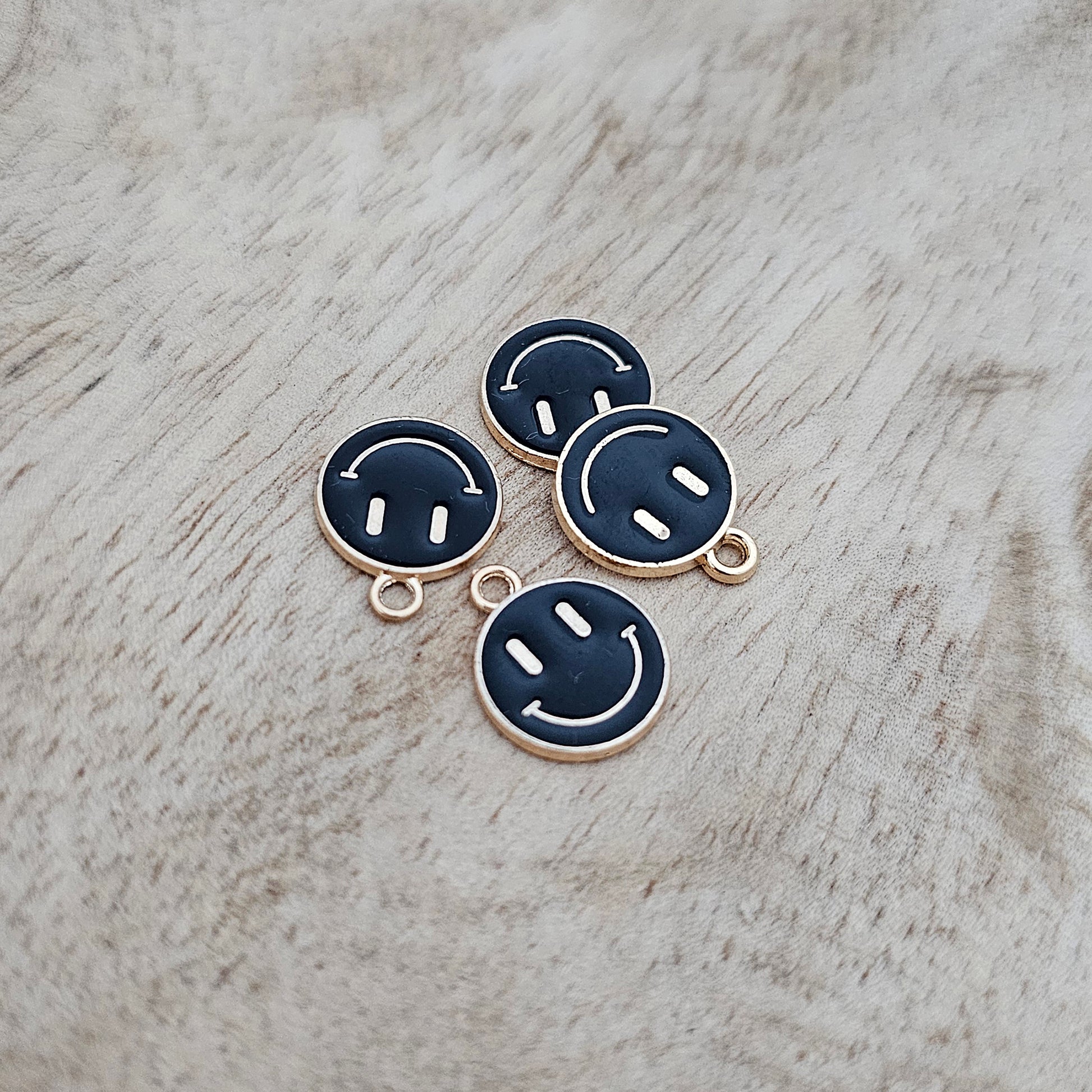 Custom Charm Smiley Face Black Custom Charm Necklace