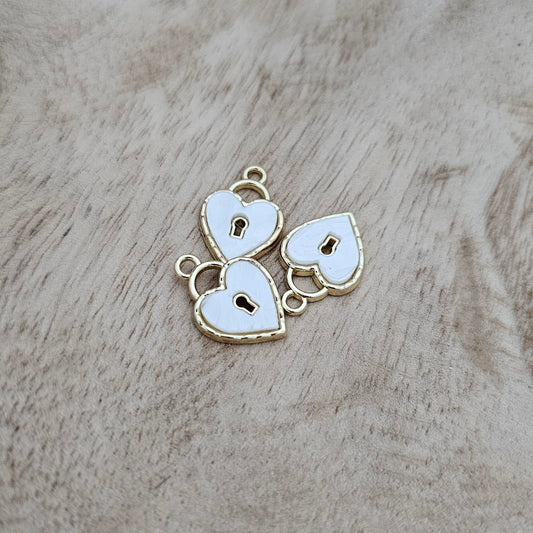 Custom Charm White Heart Lock Custom Charm Necklace