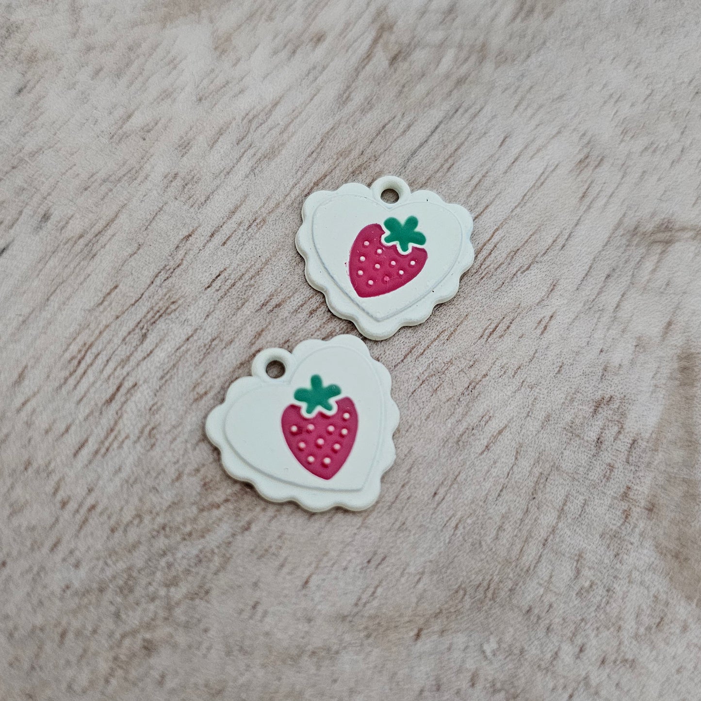 Custom Charm White Scallop Strawberry Custom Charm Necklace