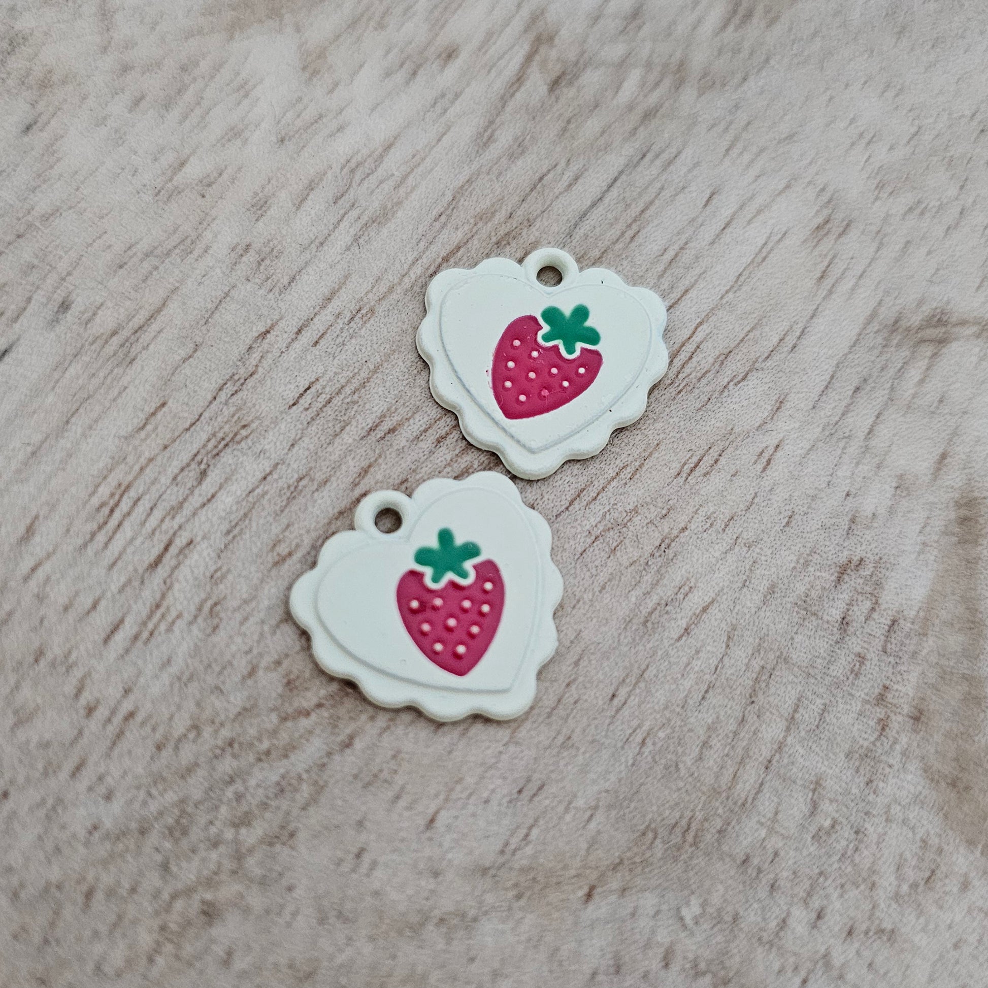 Custom Charm White Scallop Strawberry Custom Charm Necklace