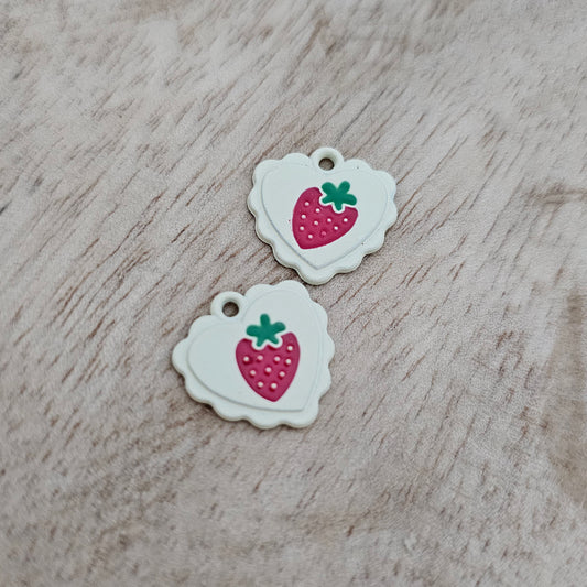 Custom Charm White Scallop Strawberry Custom Charm Necklace