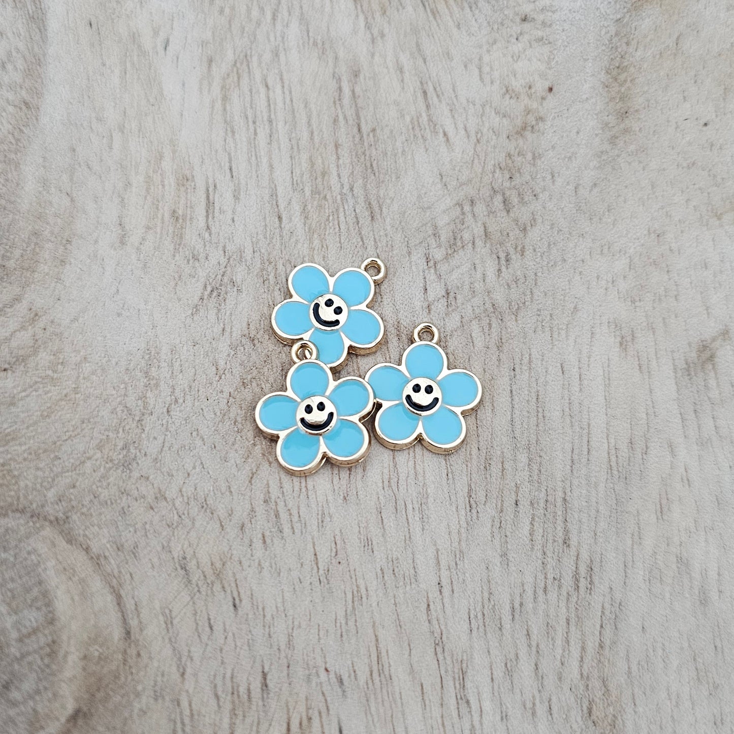 Custom Charms Flower Smiley Blue Charm